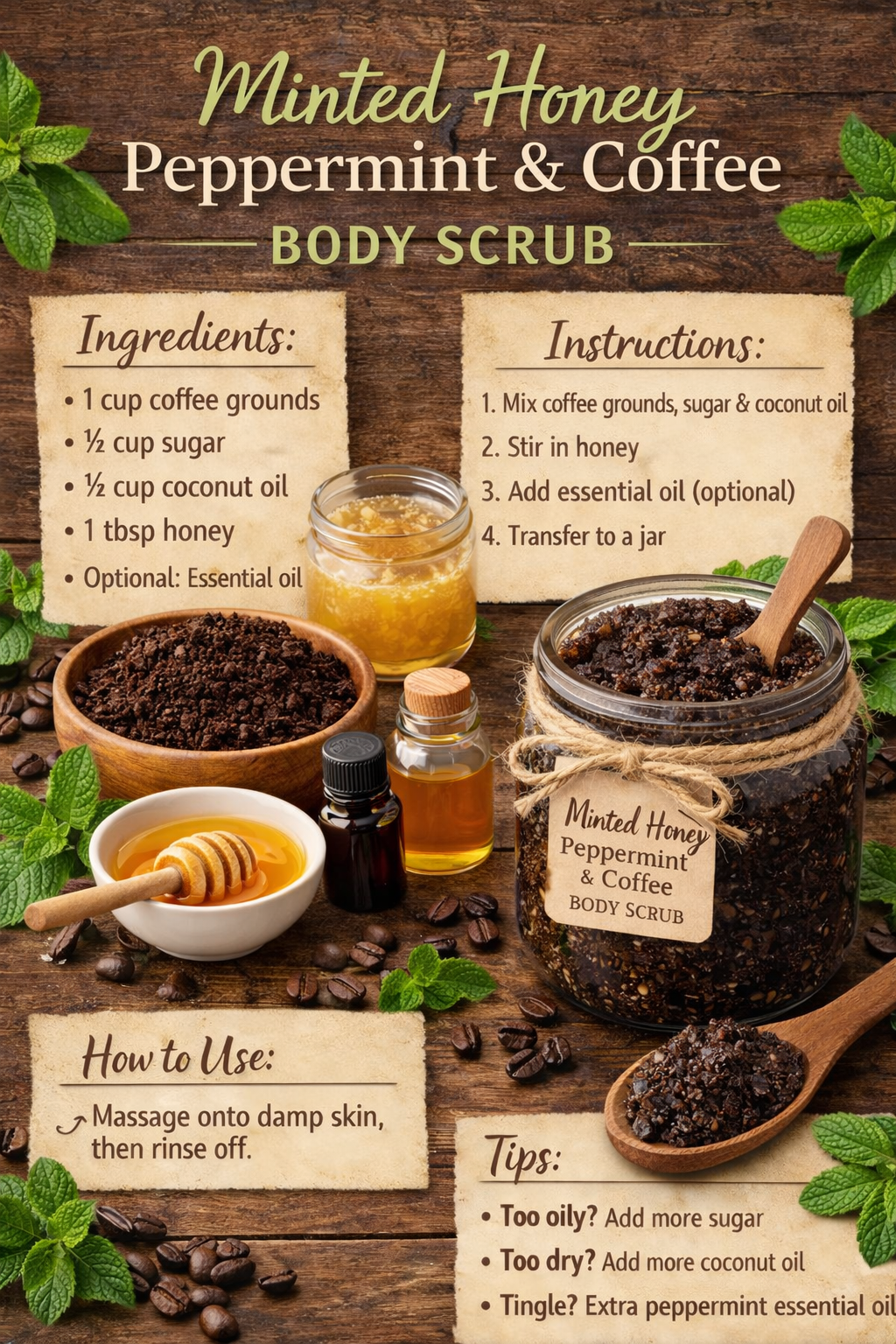 Minted Honey Peppermint & Coffee Scrub